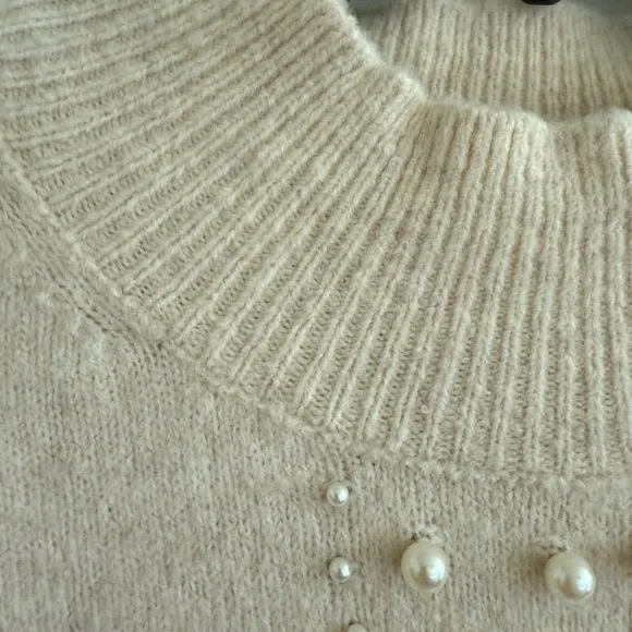 H&M Beige Pearl-Embellished Sweater - Picture 8 of 10